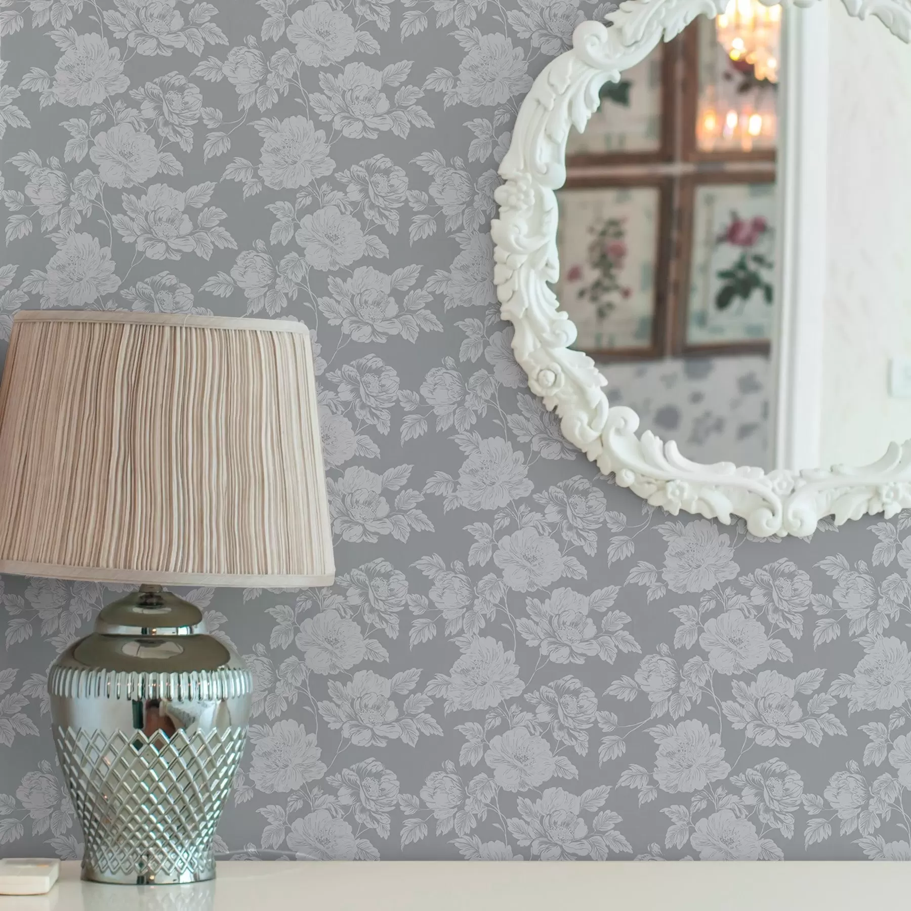 Fototapete Helle Blumen auf grauem Hintergrund a00129v1