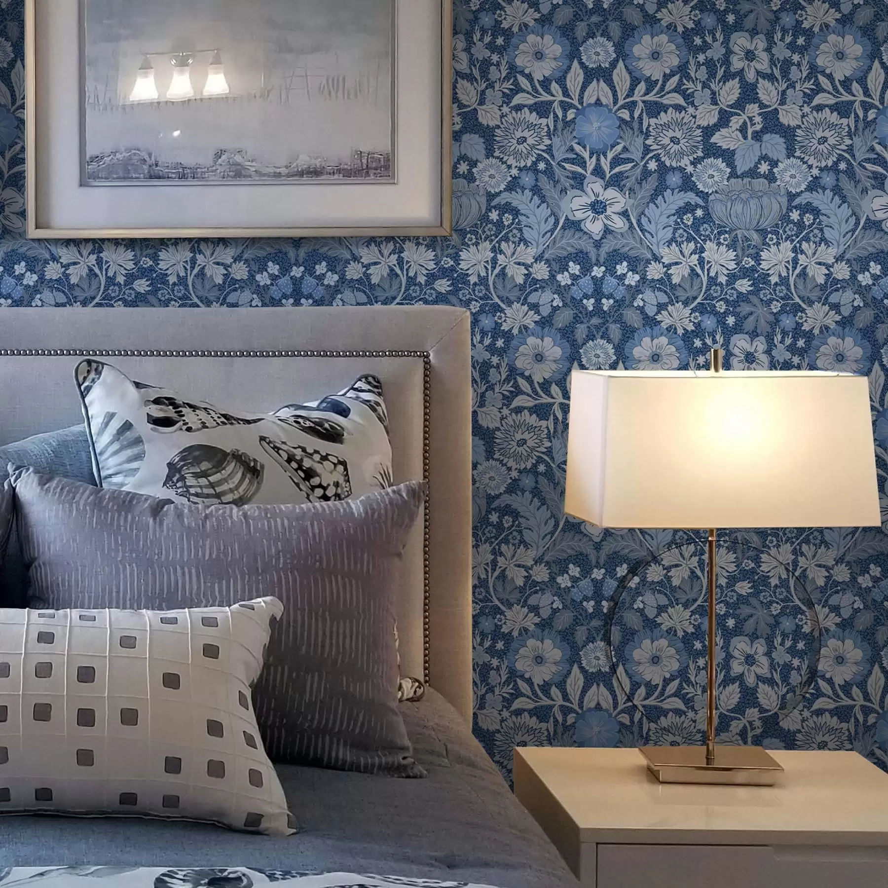 Fototapete Blauer botanischer Druck im Vintage-Stil a00145v2