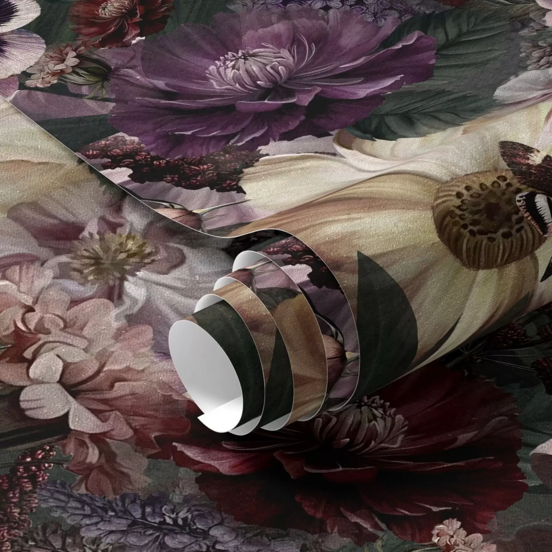 Fototapete Kunstblumendruck in dunklen Farben a00147