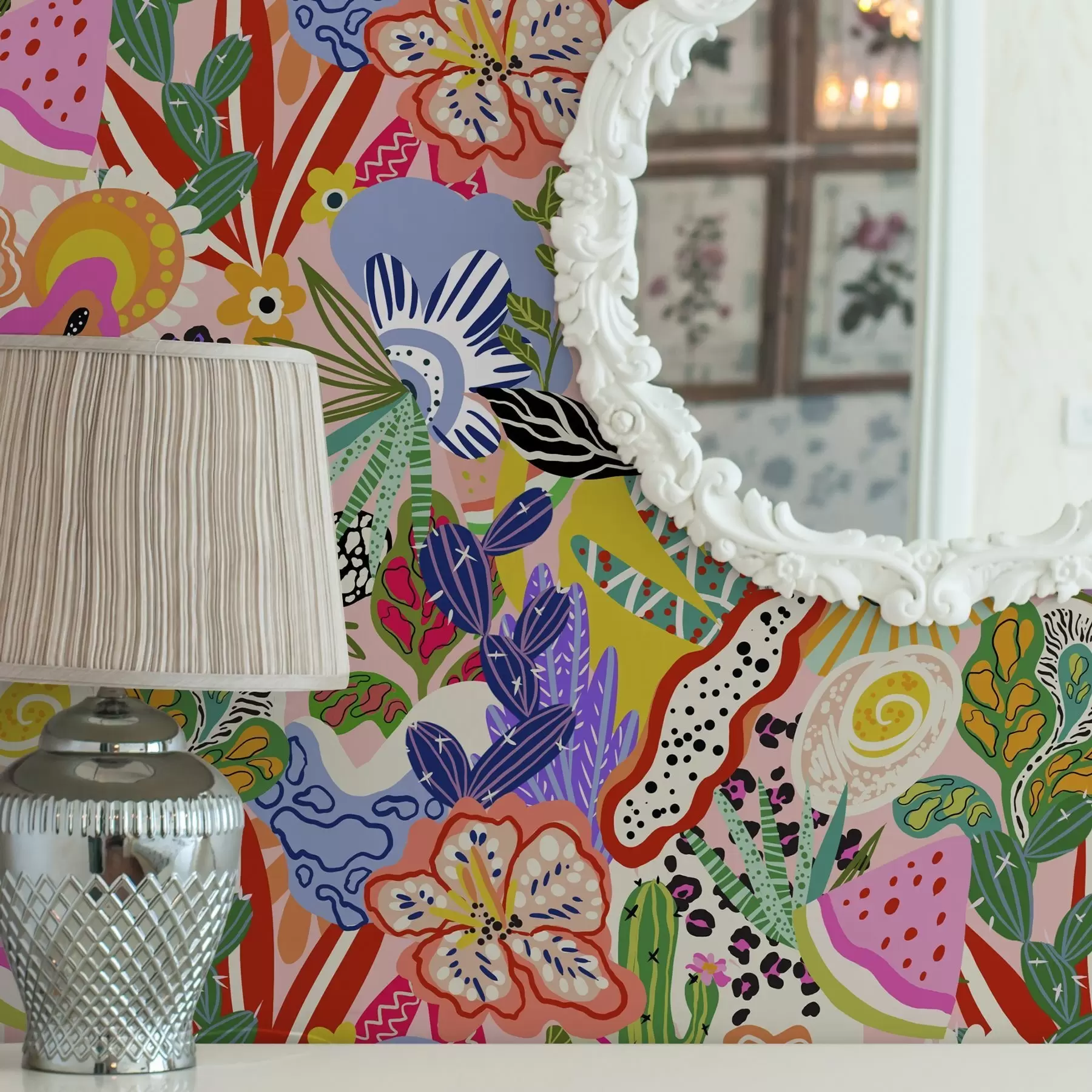 Fototapete Abstrakter Blumendruck im Pop-Art-Stil a00167