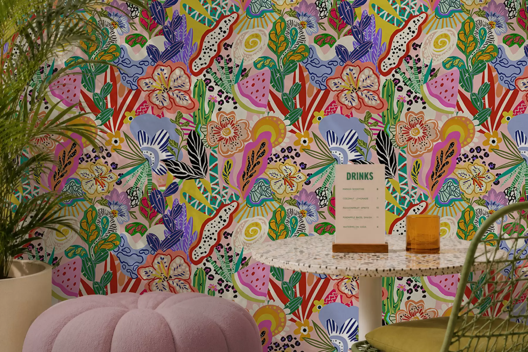 Fototapete Abstrakter Blumendruck im Pop-Art-Stil a00167