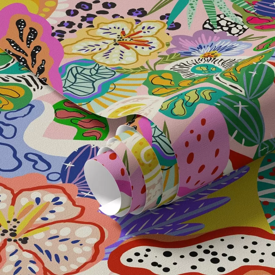 Fototapete Abstrakter Blumendruck im Pop-Art-Stil a00167