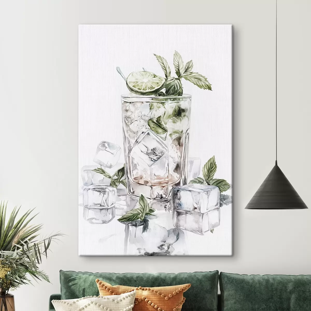 Wandbilder Mojito-Cocktail, Getränke im Aquarellstil, Minze s44302