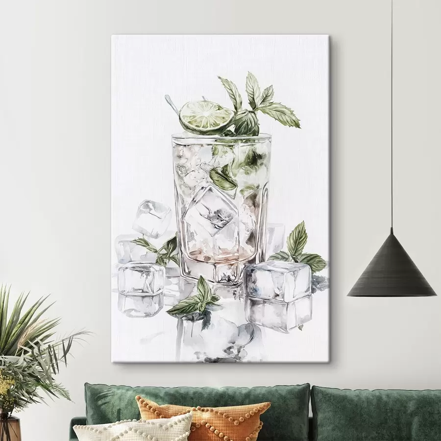 Wandbilder Mojito-Cocktail, Getränke im Aquarellstil, Minze s44302