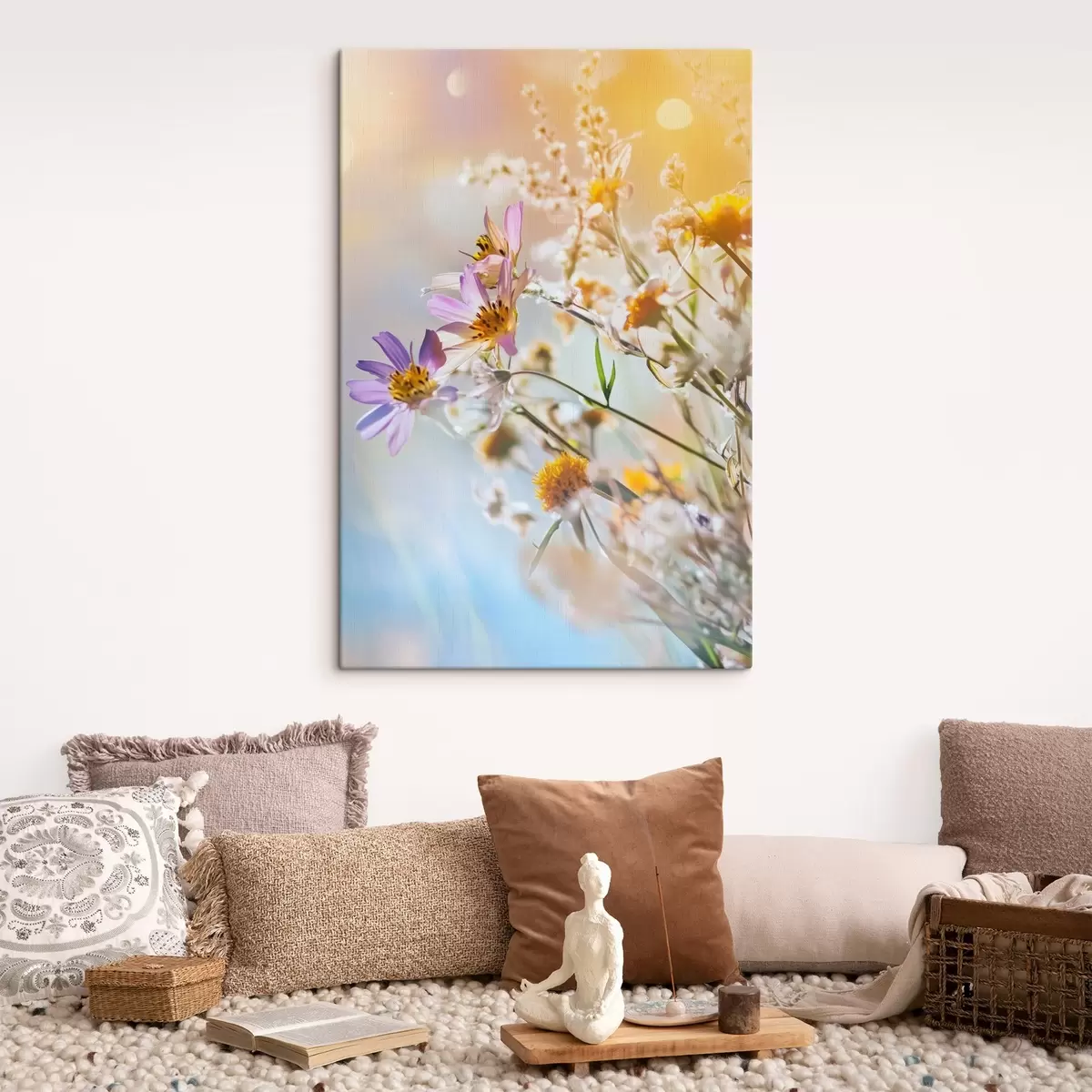 Wandbilder Wildblumen auf hellem Hintergrund s44314