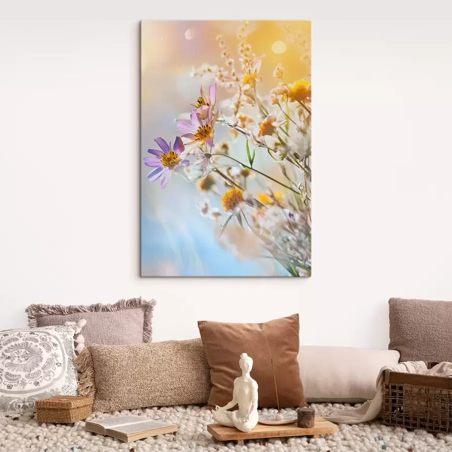 Wandbilder Wildblumen auf hellem Hintergrund s44314