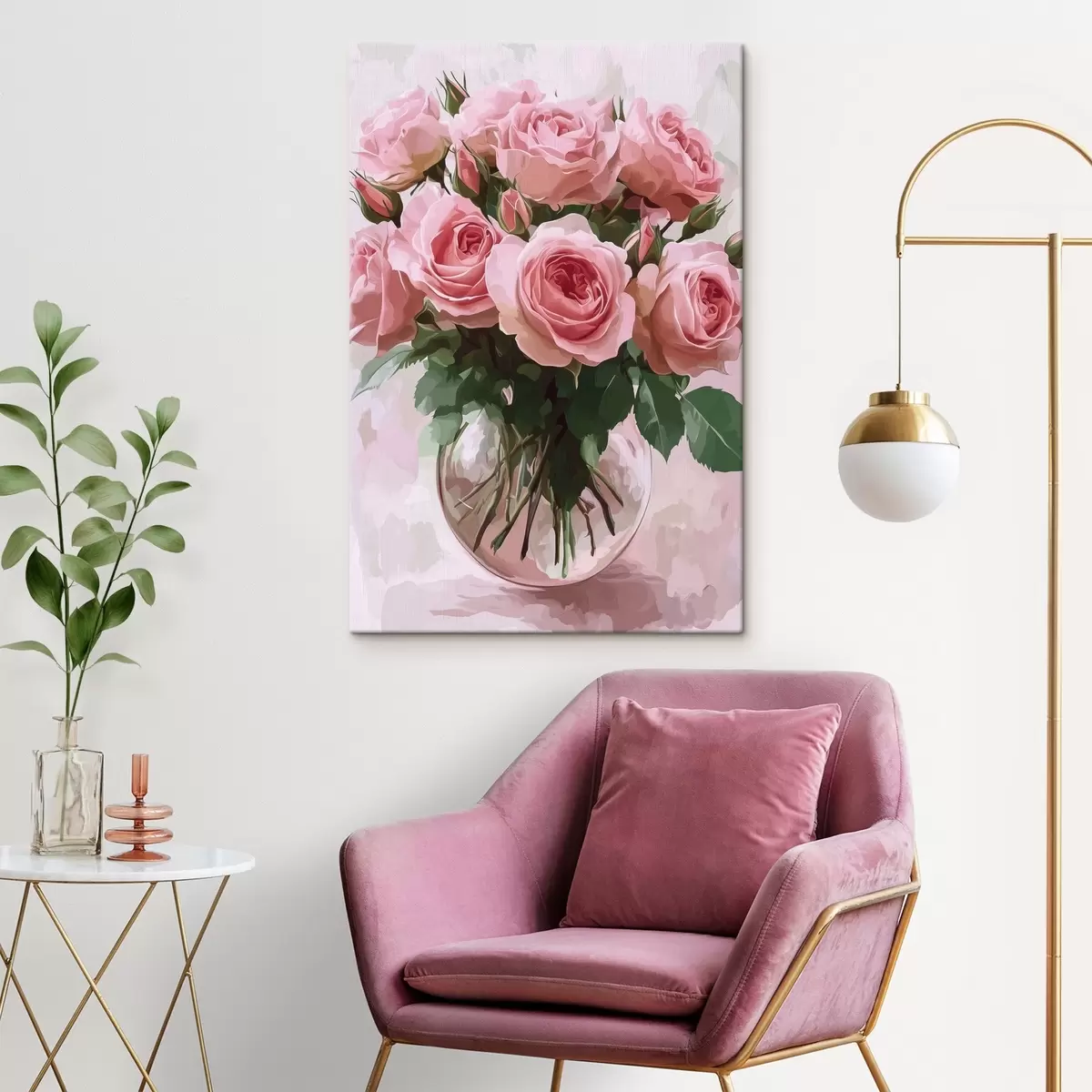 Wandbilder Strauß mit rosa Blumen s44321