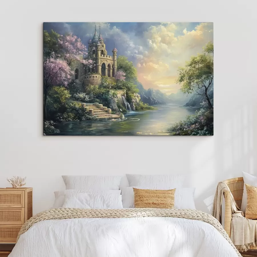 Wandbilder Schloss am Ufer des Sees s44329