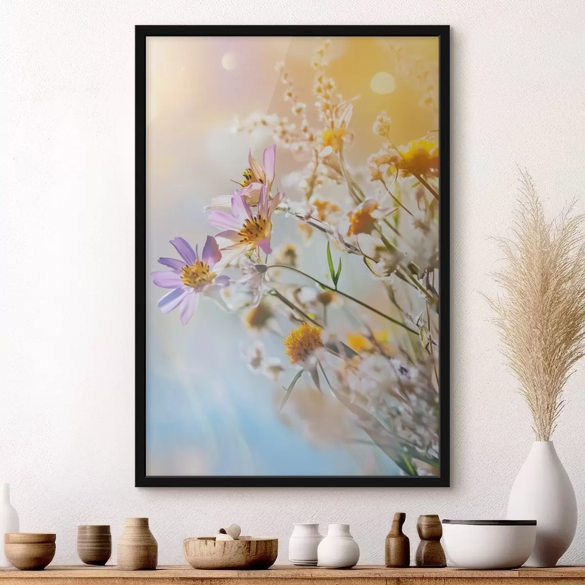 Poster Wildblumen auf hellem Hintergrund f44314