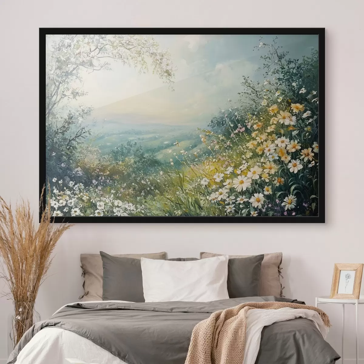 Poster Blühende Felder in den Bergen f44325
