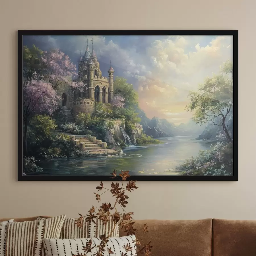 Fototapete Schloss am Ufer des Sees f44329