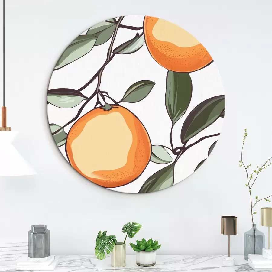 Wandbilder Gemalte Orangen auf einem Zweig r44319