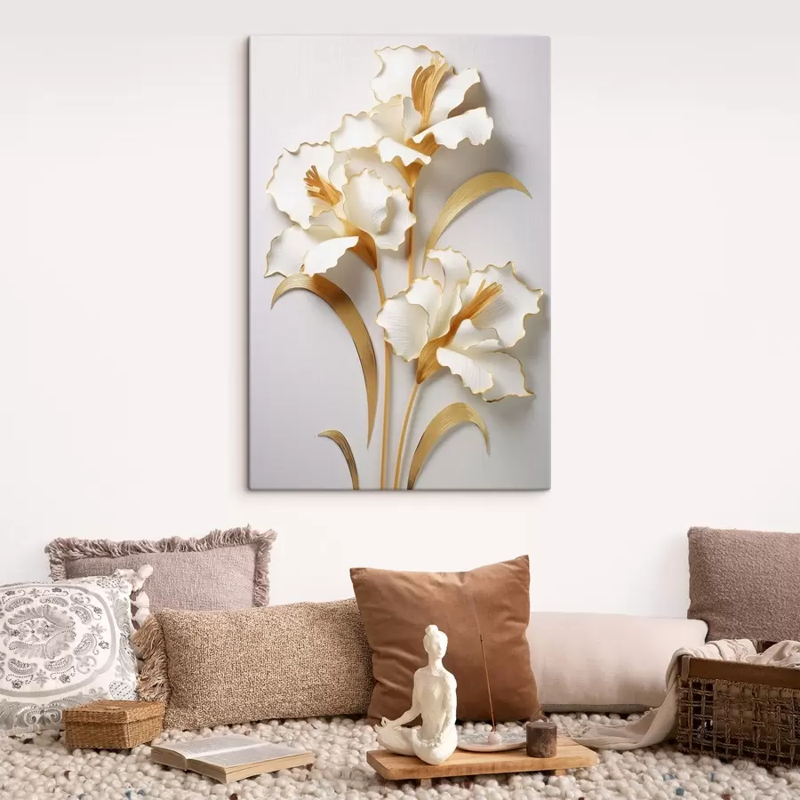 Wandbilder Strauß wunderschöner Blumen auf hellem Hintergrund s44389