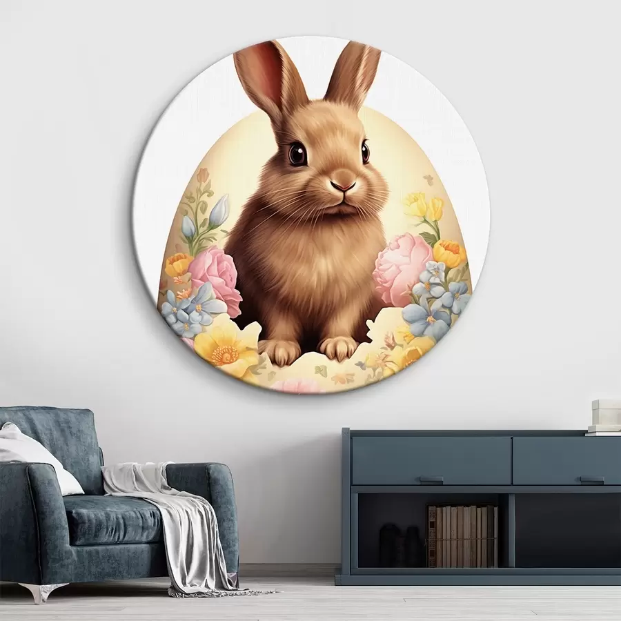 Wandbilder Kaninchen in Aquarellblumen r44383