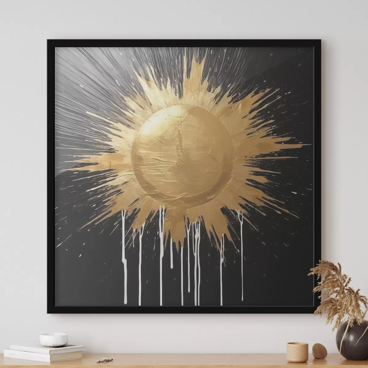 Poster Abstrakte gelbe Sonne f44281