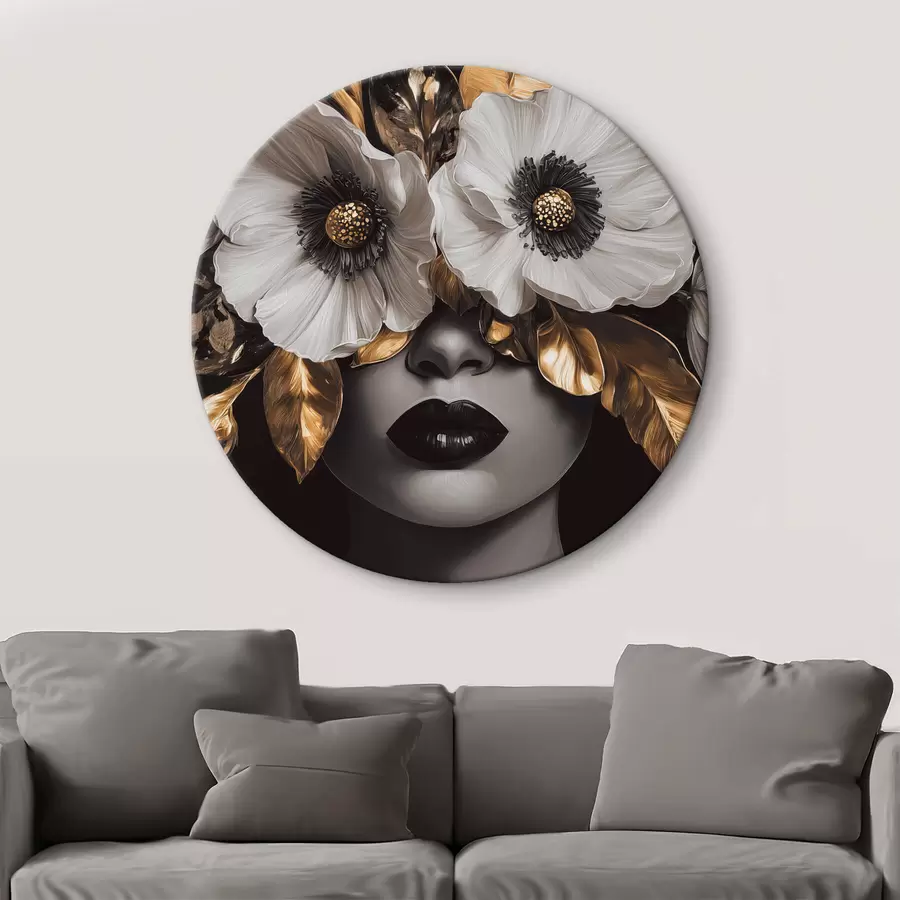 Wandbilder Halbabstraktes Porträt einer Frau mit Blumen r44365