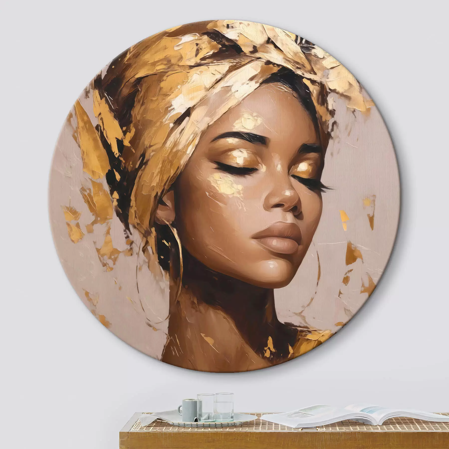 Wandbilder Eine schöne elegante Frau, die ein Kopftuch trägt r44368