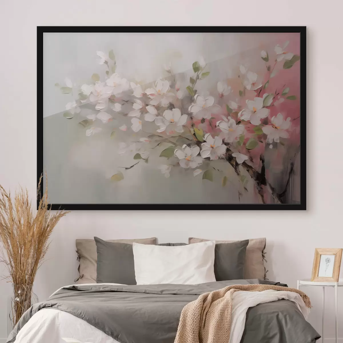 Poster Abstrakter Zweig mit zarten Blumen f44366