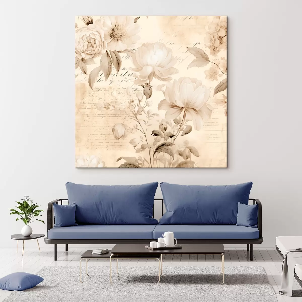 Wandbilder Vintage Zusammensetzung der cremig weißen Blumen s44332