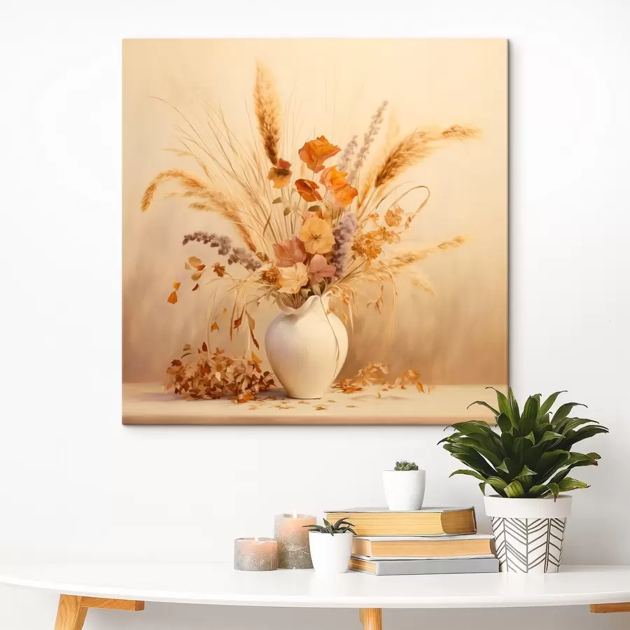 Wandbilder Pastellfarbene Sinfonie aus Trockenblumen s44336