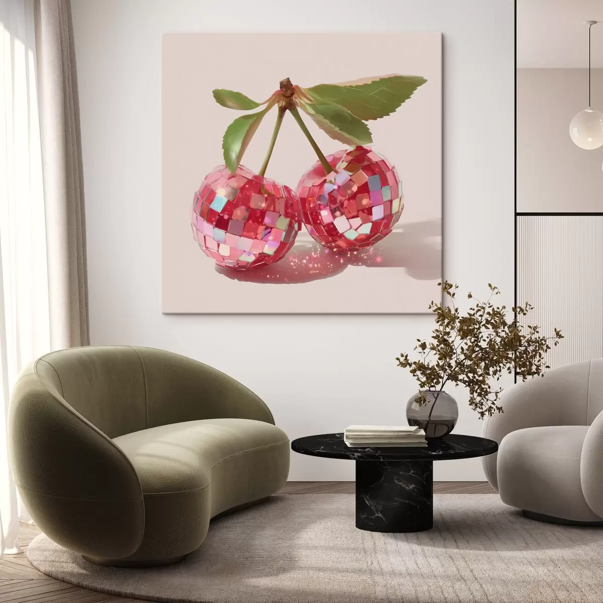 Wandbilder Glänzende kleine Kirschen s44345