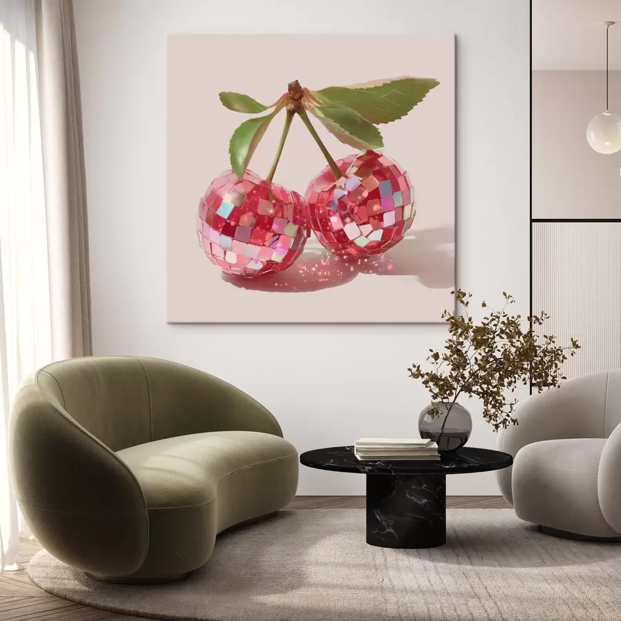 Wandbilder Glänzende kleine Kirschen s44345