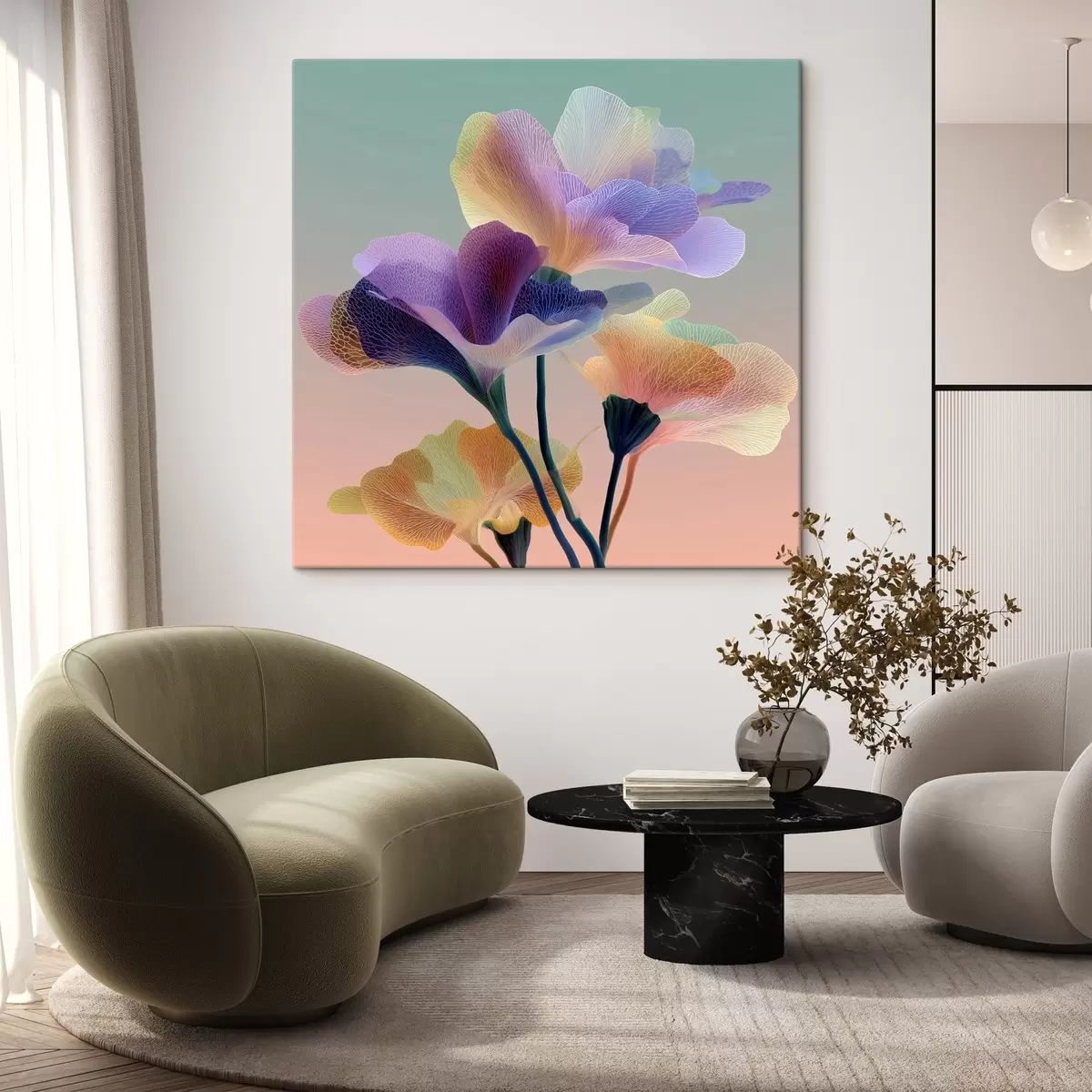 Wandbilder -Transluzente Blüten mit zarten Adern s44350