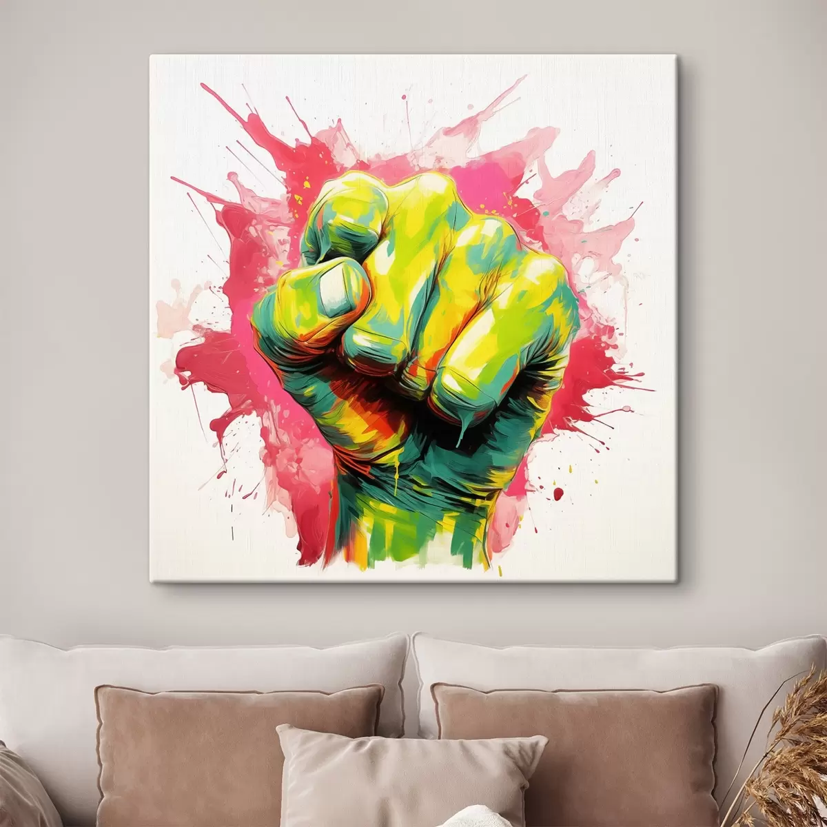 Wandbilder Faust durchtränkt mit Farbe s44355