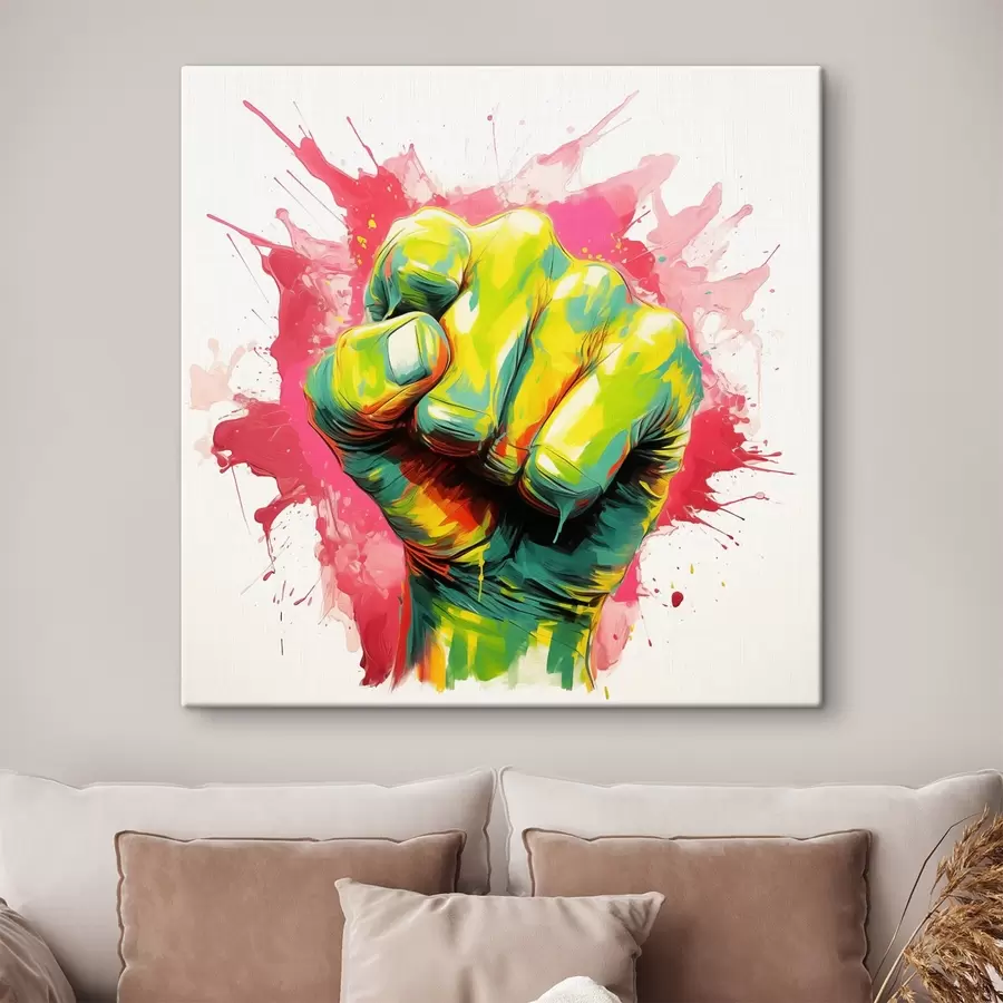 Wandbilder Faust durchtränkt mit Farbe s44355