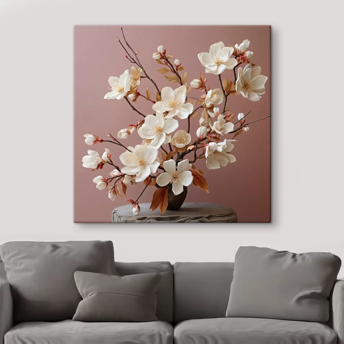 Wandbilder Pastellige Zartheit der Magnolie auf rosa Hintergrund s44357