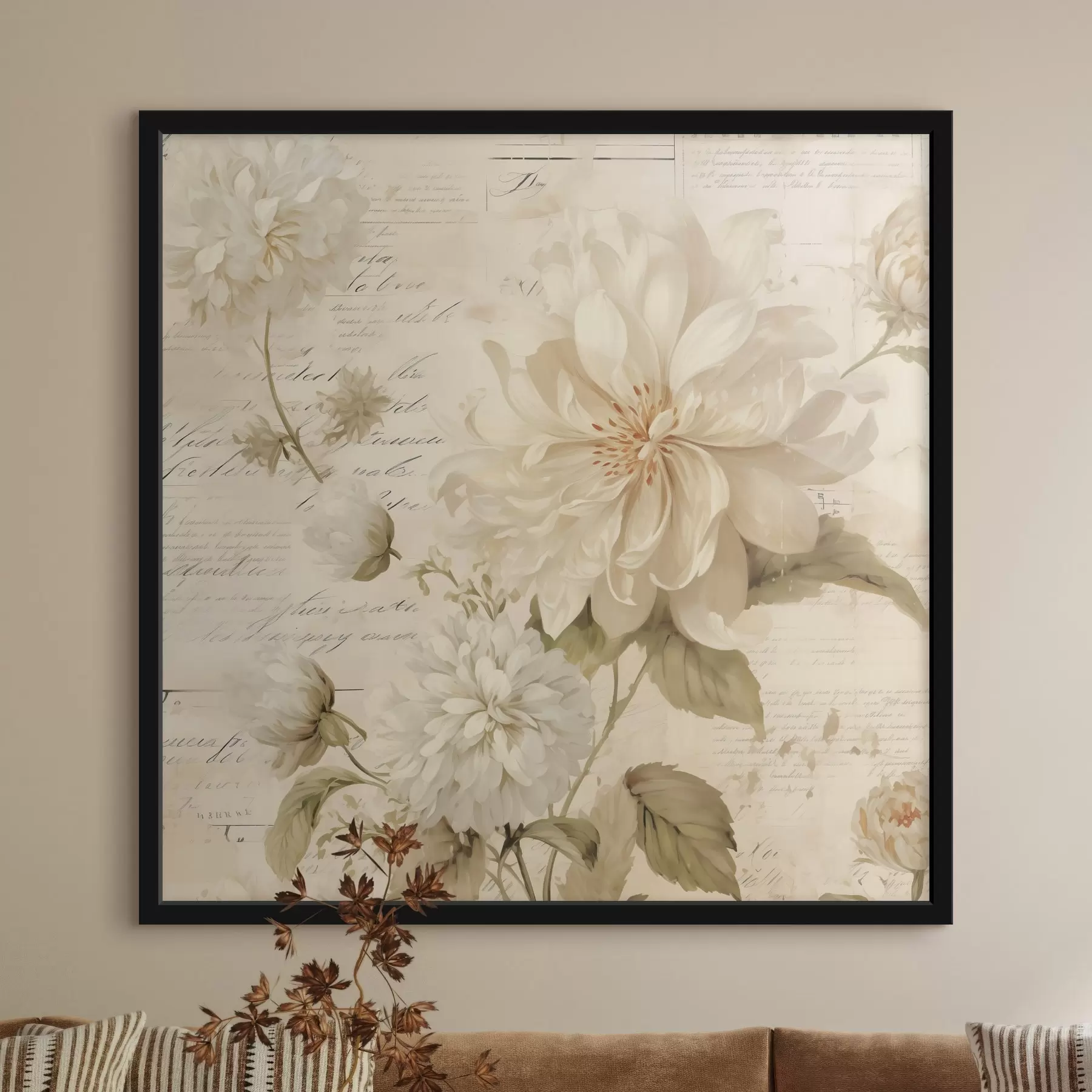 Fototapete Weiße Dahlien auf den Seiten der Vergangenheit f44342