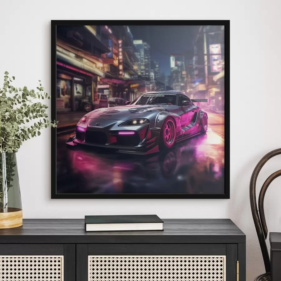 Fototapete Supra: Die Evolution der Geschwindigkeit im Neon-Dunst f44343