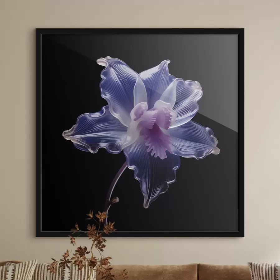 Fototapete Transluzente Blütenblätter mit Adern auf schwarzem Hintergrund f44347