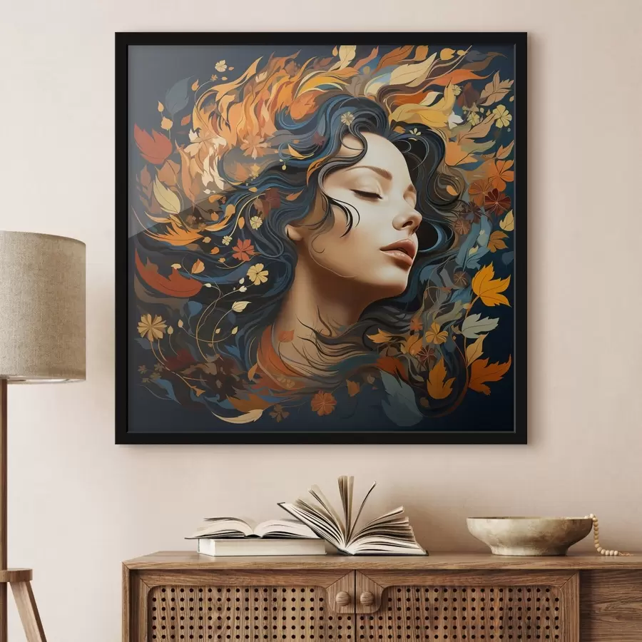 Fototapete Mädchen und die fallenden Blätter f44358