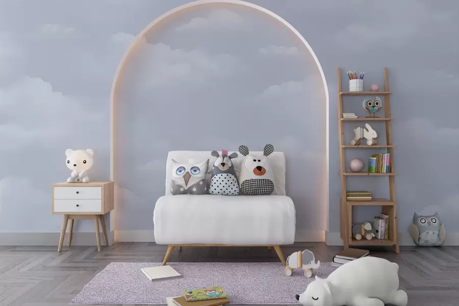 Fototapete Blaue Wolken in leichter Aquarelltechnik w03994v1