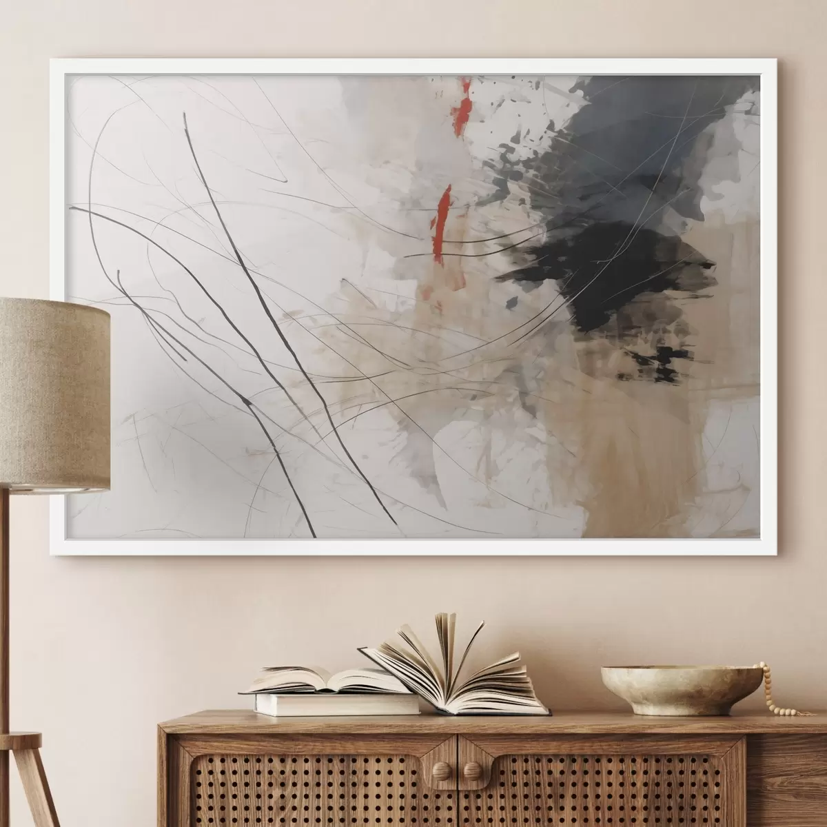 Poster Abstraktion von Flecken, Linien f44418