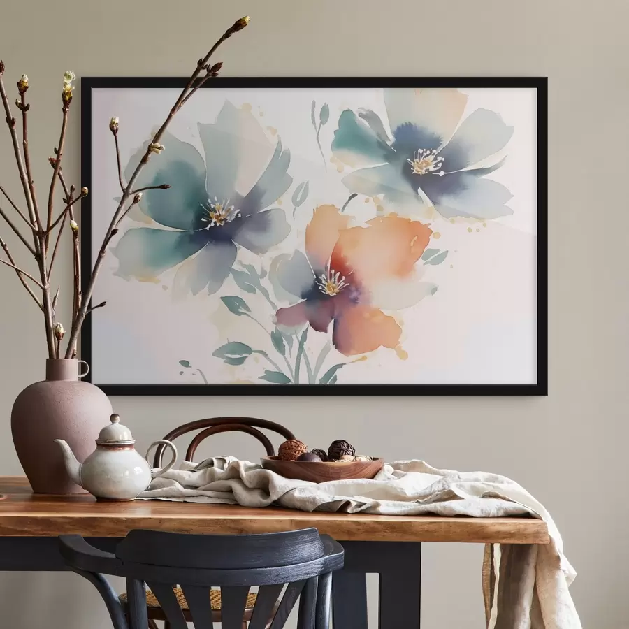 Fototapete Blumen Nachahmung von Aquarell f44424