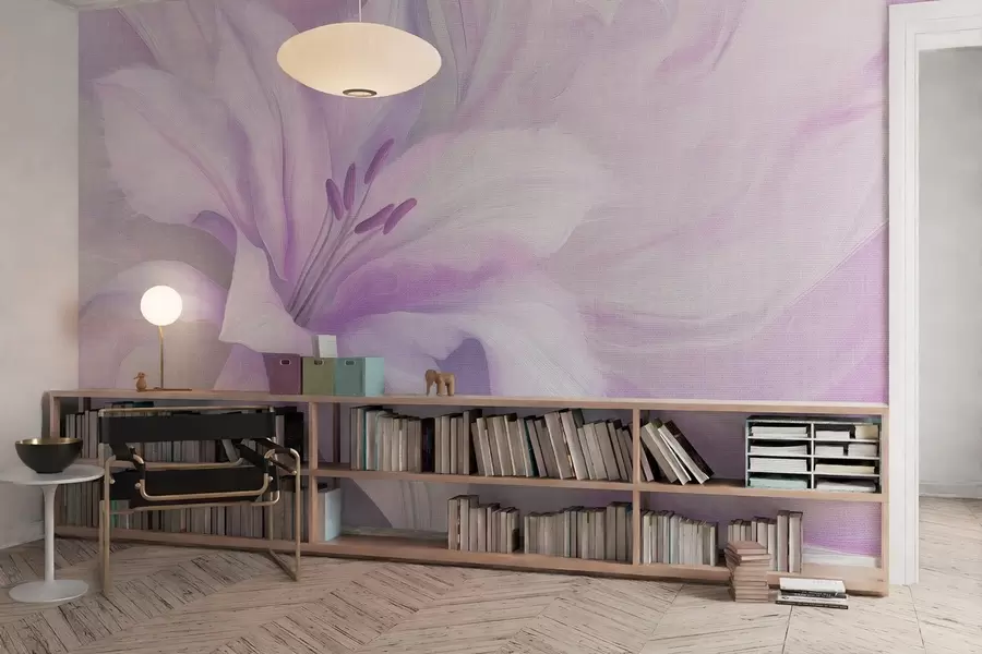 Fototapete Lilie Blume Flüssigkeit Abstraktion, floral, lila Farben w04006v1