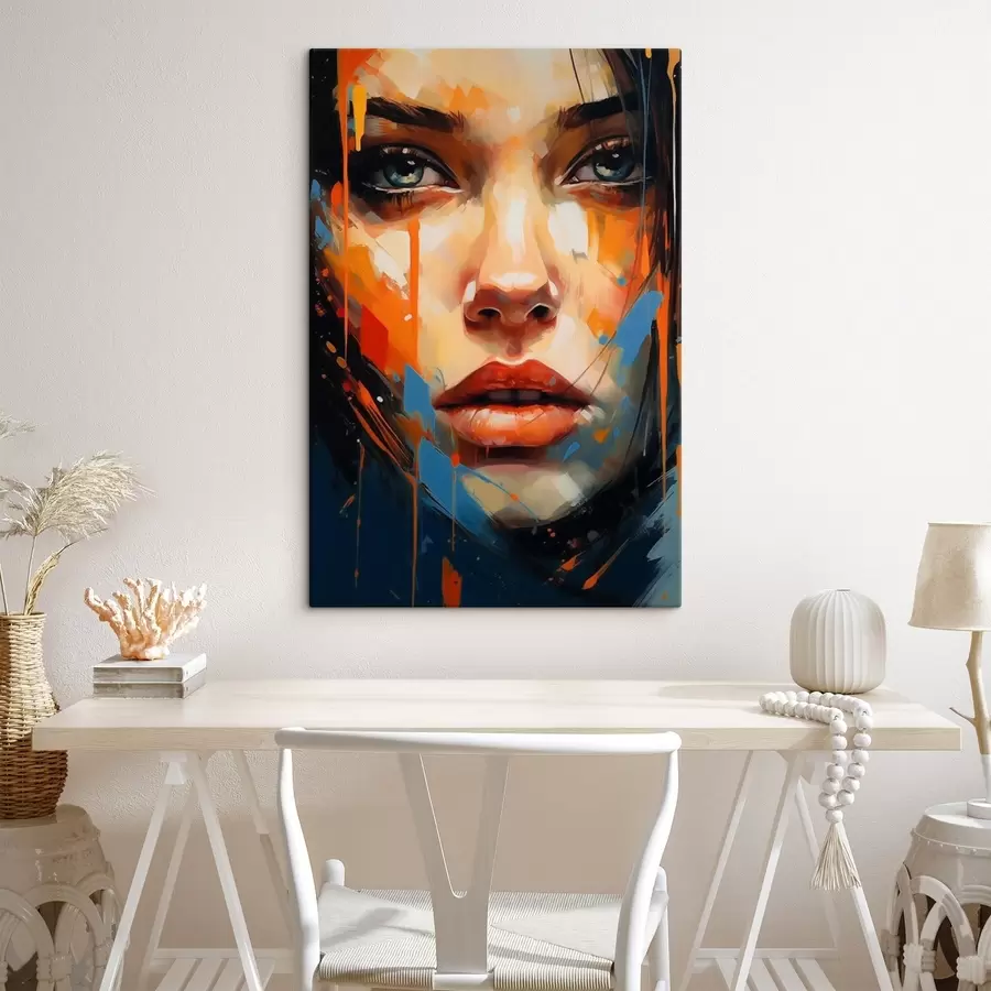 Wandbilder Gesicht einer Frau mit hellen Strichen s44485