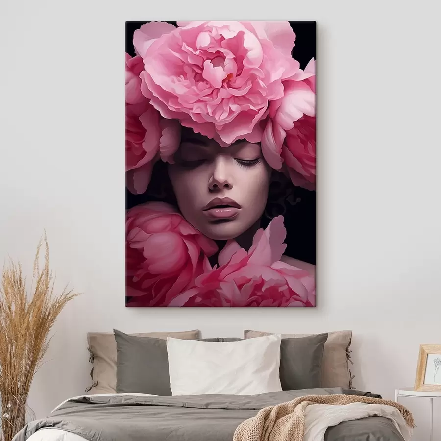 Wandbilder Gesicht in Blütenblättern s44490