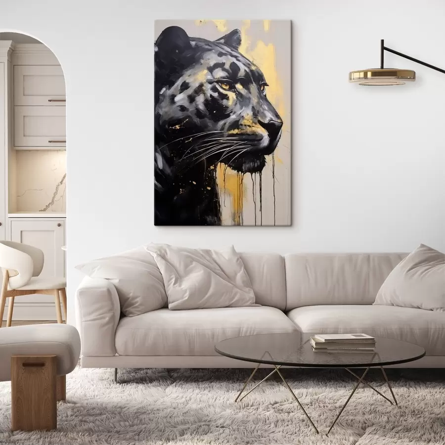 Wandbilder Schwarzer Panther mit gelben Augen s44493