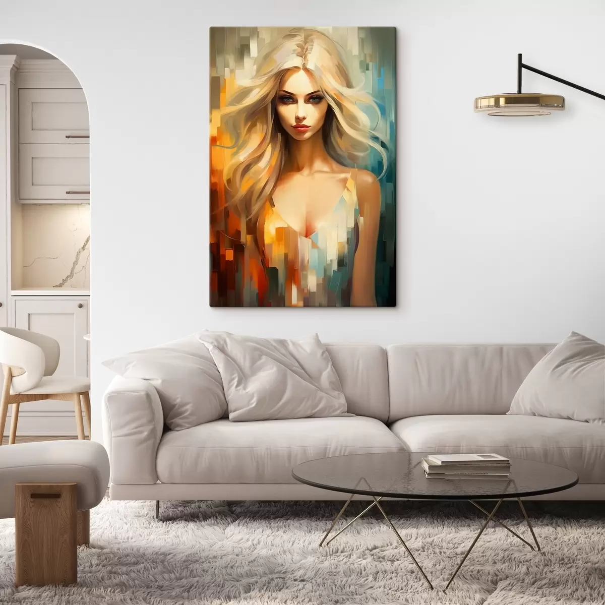 Wandbilder Mädchen auf farbigem Hintergrund s44494