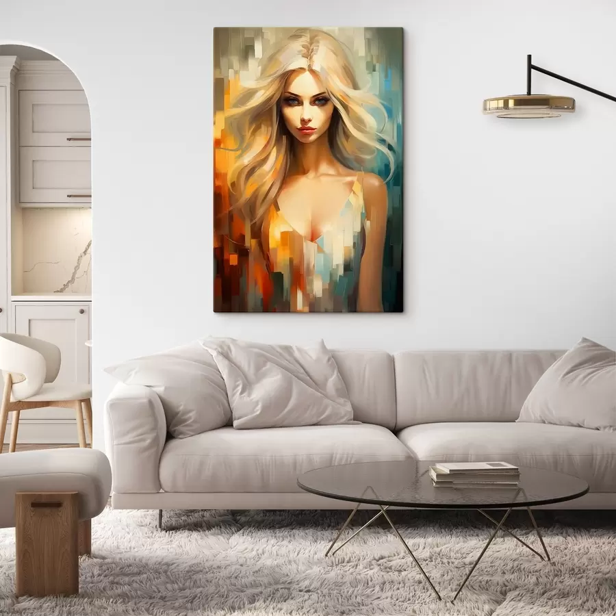 Wandbilder Mädchen auf farbigem Hintergrund s44494