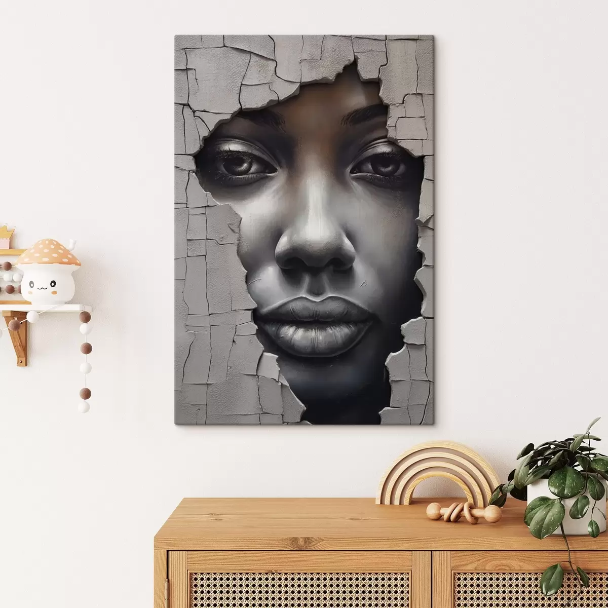 Wandbilder Gesicht in den Ritzen der Wand s44495