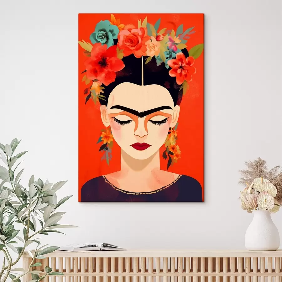 Wandbilder Frida mit Blumen s44499