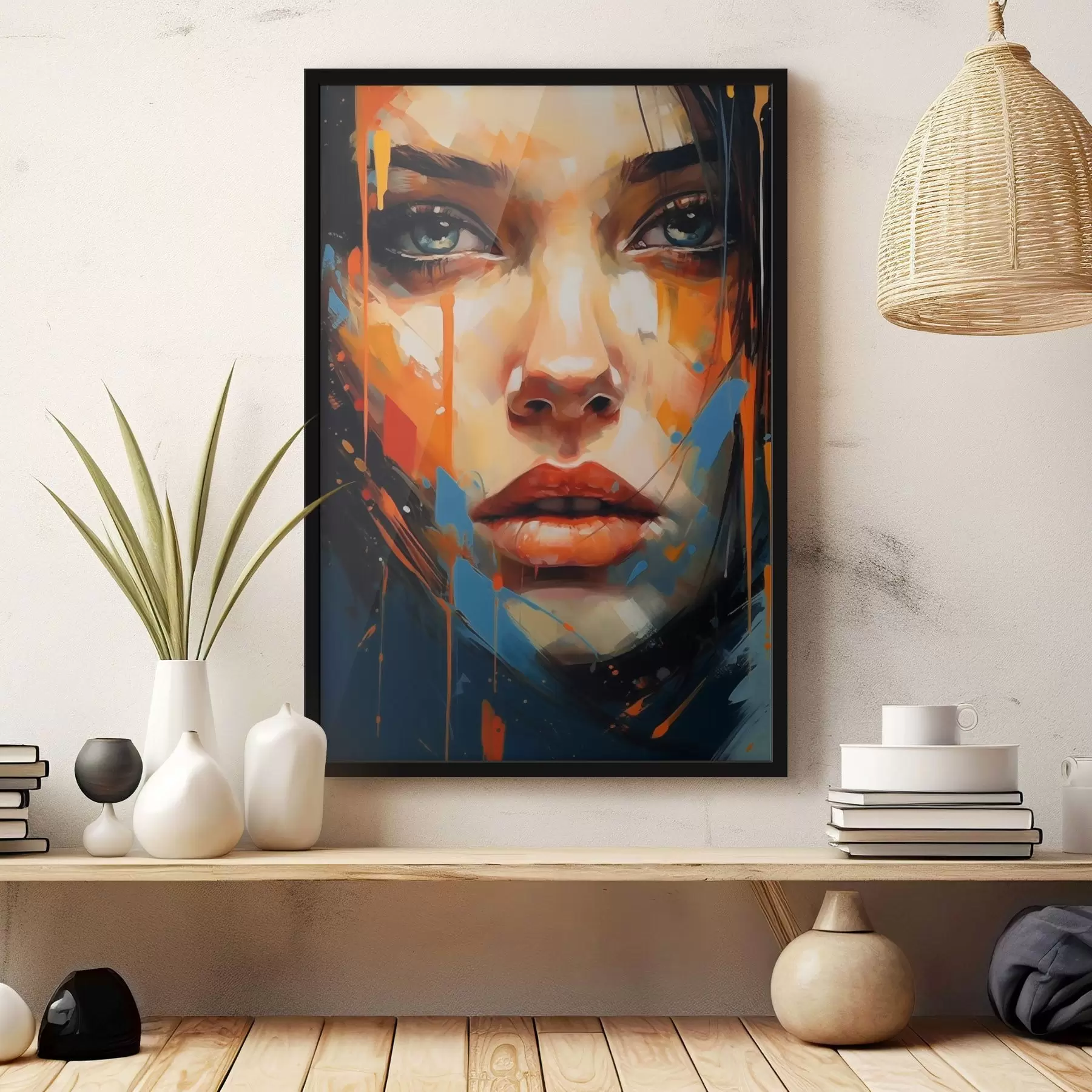 Fototapete Gesicht einer Frau mit hellen Strichen f44485