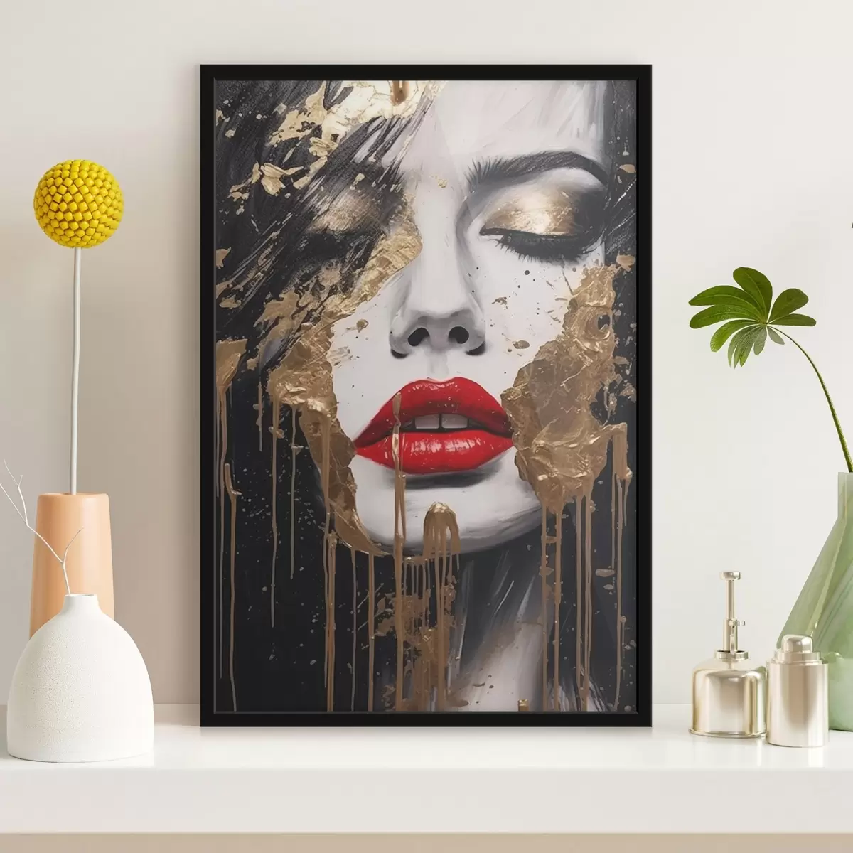 Poster Gesicht mit roten Lippen f44492