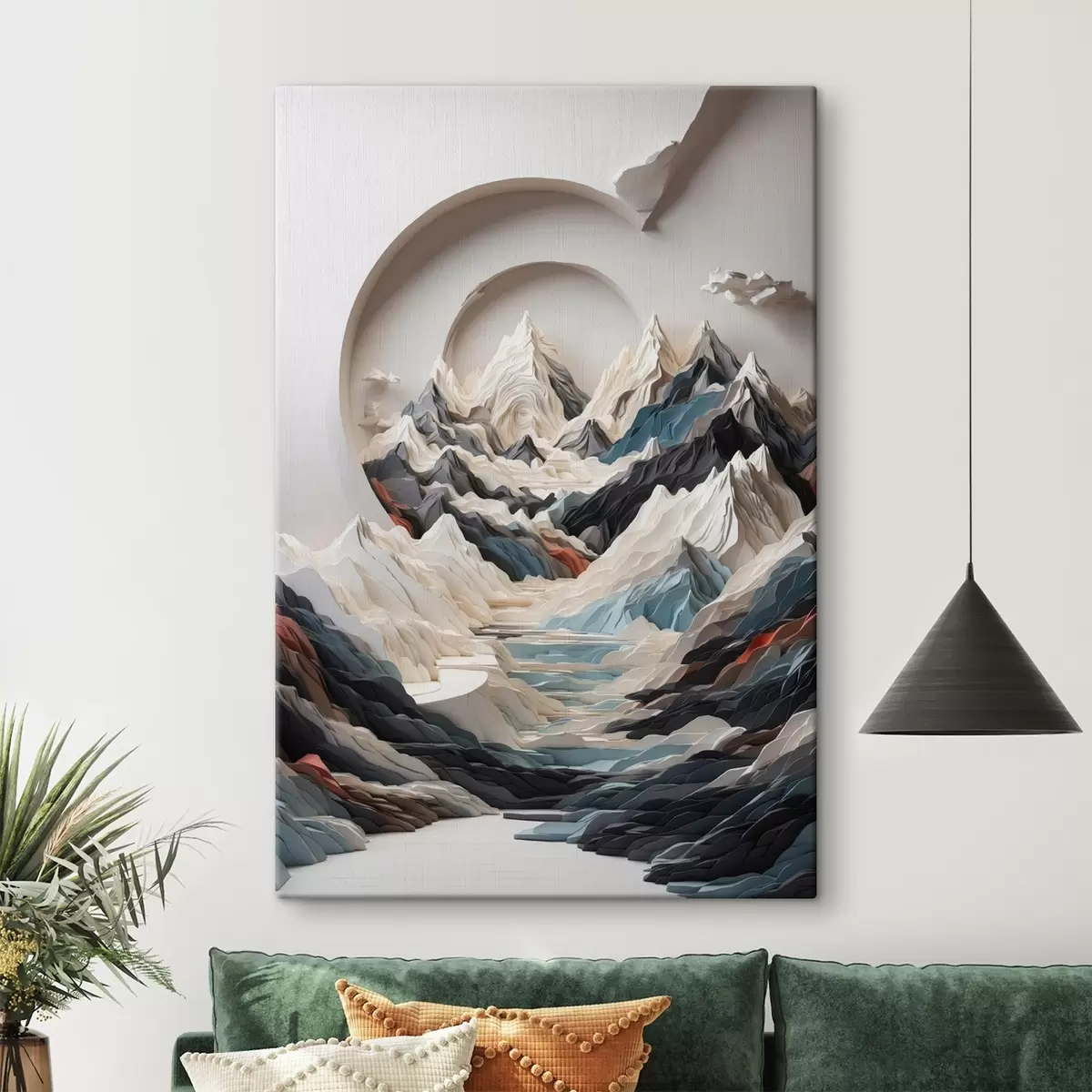 Wandbilder Abstraktes Gemälde einer Berglandschaft s44427