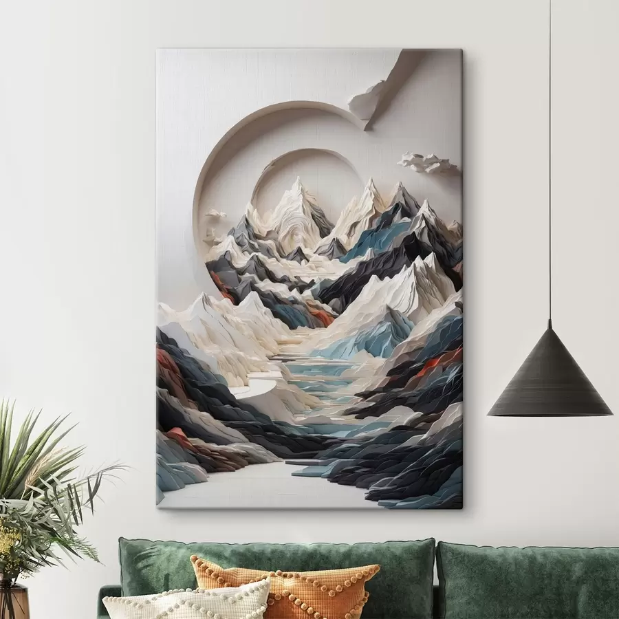 Wandbilder Abstraktes Gemälde einer Berglandschaft s44427