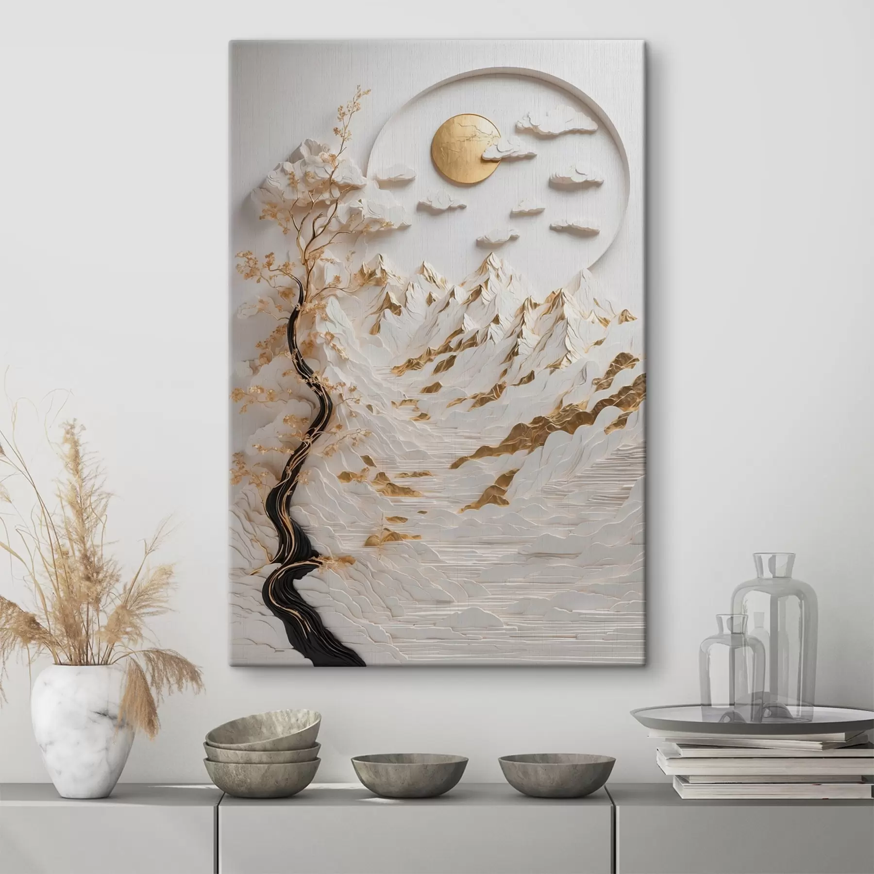 Wandbilder Abstrakte Berge und Sonne s44428